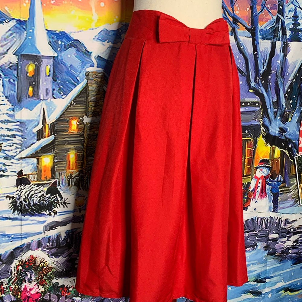 Red MIDI Women’s Lined Skirt - Picture 11 of 14